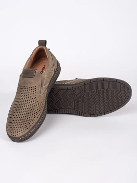 Beige Perforated Loafers