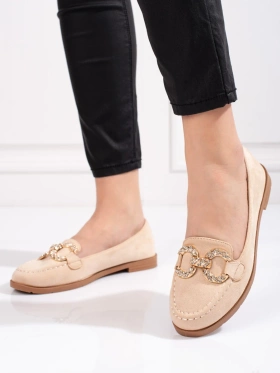 Beige Suede Loafers