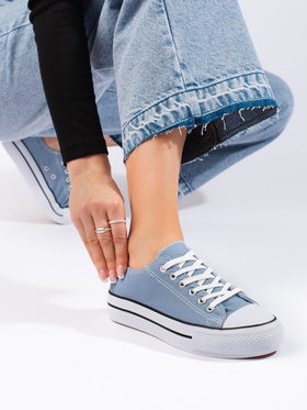 Sky Blue Classic Lace-Up Sneakers