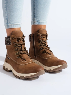 Brown platform ankle boots