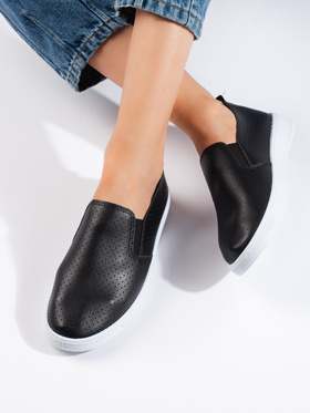 Black Slip-On Lace Loafers