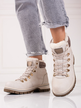 Beige eco-leather boots