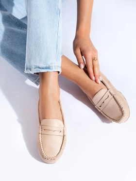 Beige Suede Loafers