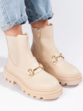 Beige Platform Chelsea Boots