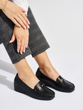 Black Lace Cut-Out Loafers