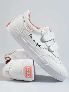 Potocki White Velcro Sneakers for Kids