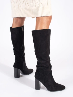 Black Suede Knee-high Boots