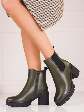 Green Heel Chelsea Boots