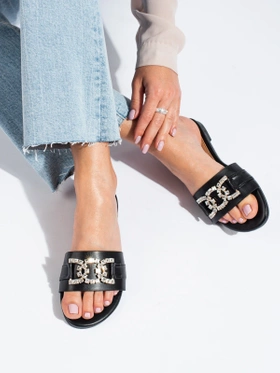 Chic Black Sandals with Elegant Buckle