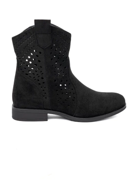 Black Cowboy-style Cut-out Ankle Boots