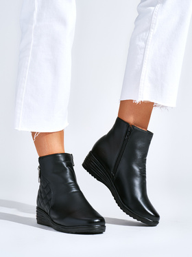 Comfortable Black Wedge Ankle Boots