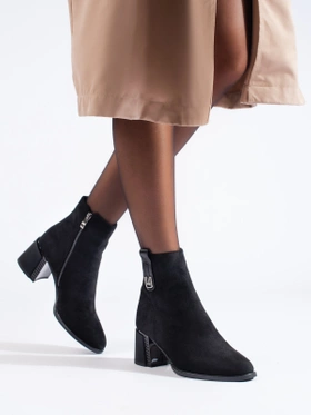 Black Classic Suede Heeled Booties