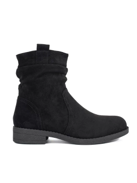 Black Suede Cowboy Ankle Boots