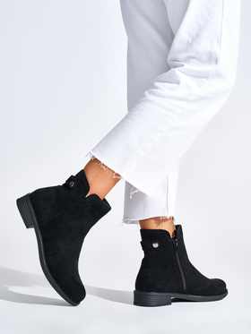 Soft Suede Ankle Boots - Black