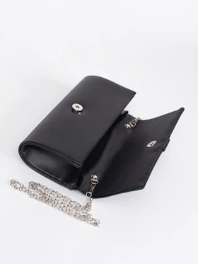 Chic Black Mini Handbag with Silver Buckle