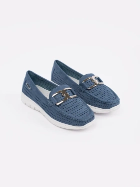 Blue moccasins with decorative chain