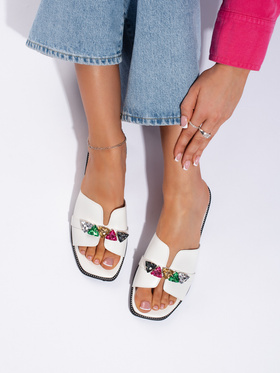 White Sandals with Sparkling Stones