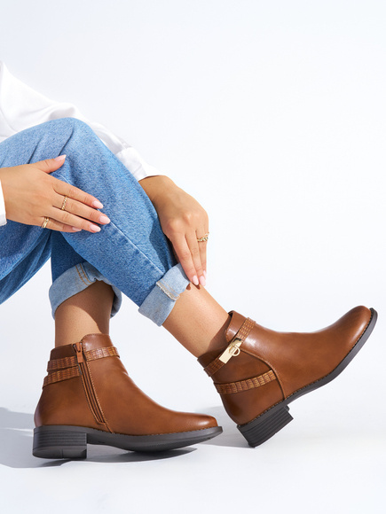 Warm Walnut Ankle Boots with Low Heel