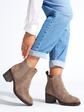 Beige Classic Block Heel Booties