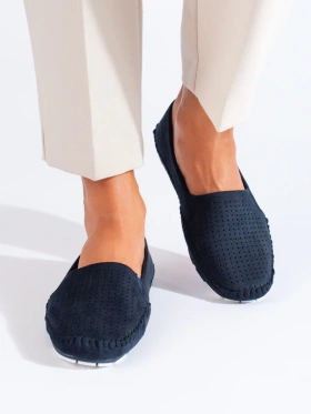 Slip-On Navy Blue Perforated Loafers