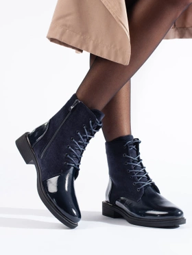 Chic Navy Lace-Up Boots