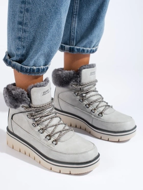 Gray Platform Hiking Boots