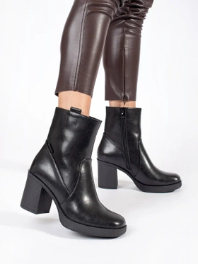 Sergio Leone Black Leather Heeled Ankle Boots