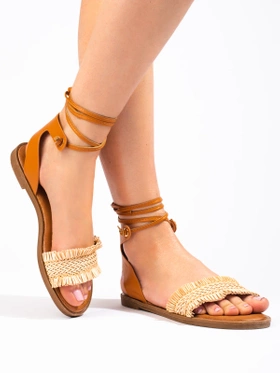 Beige Tie-Up Sandals