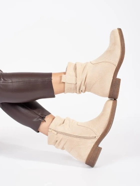 Beige Western Ankle Boots