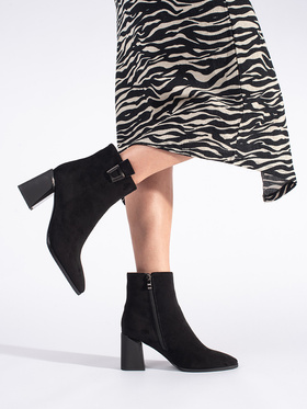 Black Suede Block Heel Booties