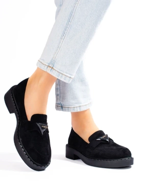 Black Suede Slip-On Loafers by Potocki