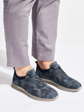 Navy Blue Perforated Lace-Ups