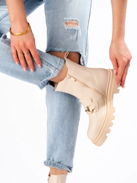 Beige Platform Chelsea Boots