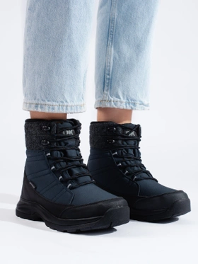 Lace-Up Navy Softshell Snow Boots