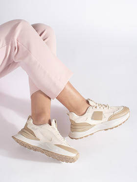 Beige and White Sporty Sneakers