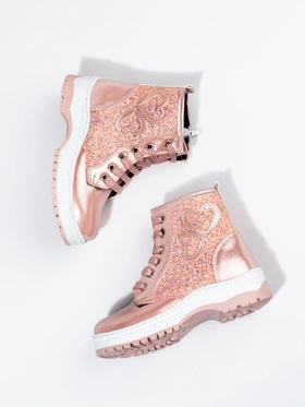 Potocki Light Pink Glitter Ankle Boots