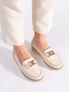 Beige Platform Loafers