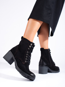 Lace-Up Heeled Ankle Boots Potocki Black Suede