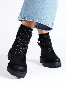 Lace-up ankle boots with buckles