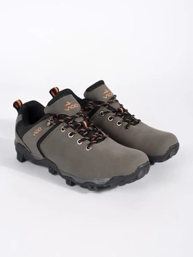 Grey Ankle-High Trekking Shoes