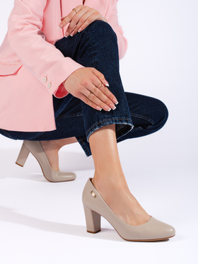 Comfy Grey Block Heels by Sergio Leone