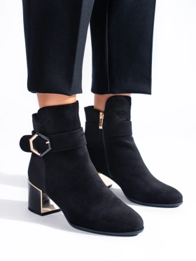 Chic ankle boots with a low block heel made from eco-friendly suede