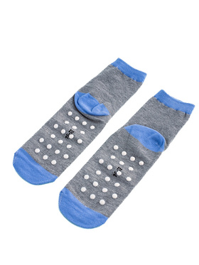 Children's Non-Slip Socks, Grey and Blue Alien Theme