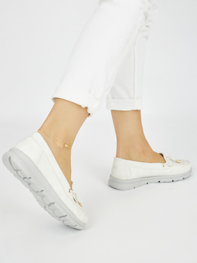 White Comfy Faux Leather Loafers