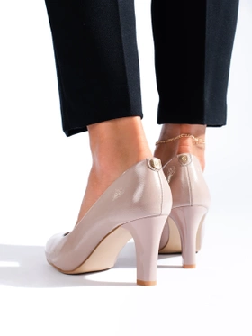 Classic Beige Block Heel Pumps