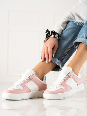 White Sneakers with Pink Accents