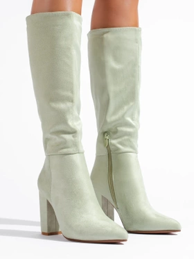 Light Green Eco Suede Boots