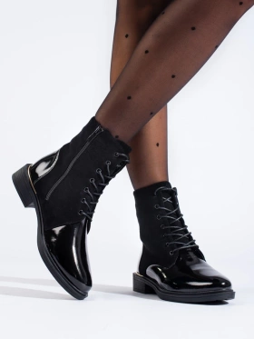 Black Lace-Up Ankle Boots