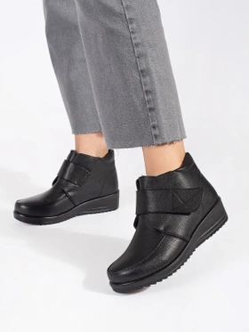 Cozy Black Wedge Ankle Boots