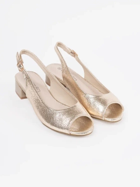 Gold low-heel sandals